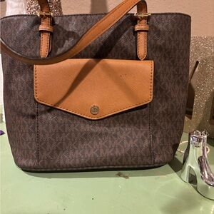 Brown and Tan Designer Tote Bag